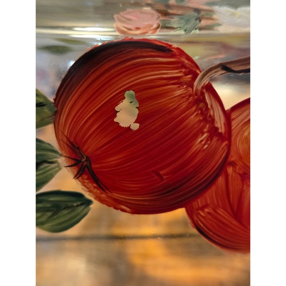 Home Essentials and Beyond Glass Covered Cheese Dome Hand Painted Fruit Design - Picture 6 of 11